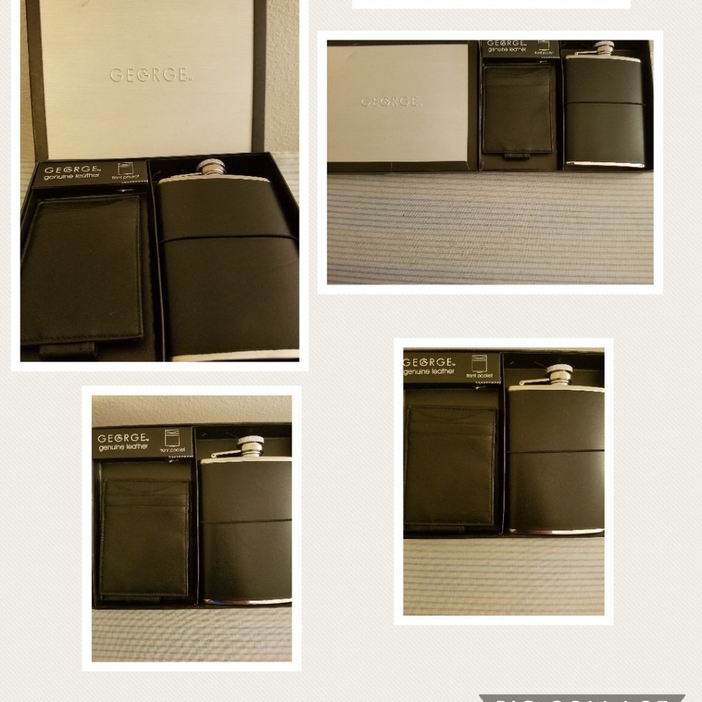 George Men's Billfold and Flask (NWOT)